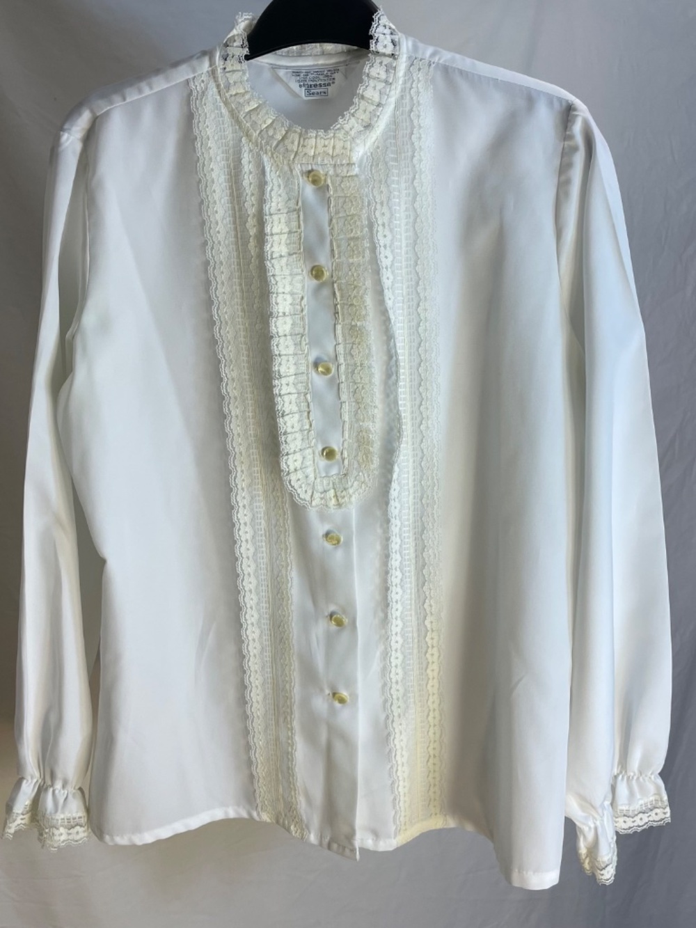 Vintage Sears White Lace Blouse | Romantic Cottagecore Victorian Top Medium